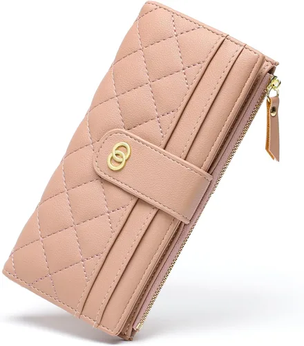 Miniatura 8 de RNIEGA Cartera para mujer delgada con bloqueo RFID, cartera plegable de cuero para tarjetas de crédito para mujer, cartera con cremallera y bolsillo