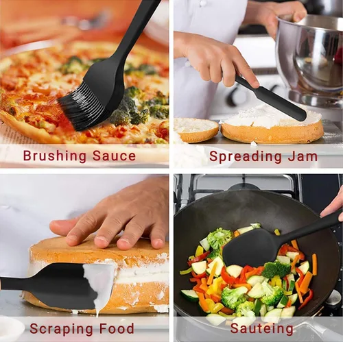Miniatura 5 de Juego de 6 espátulas de silicona, espátulas raspadoras de silicona de grado alimenticio, juego de goma a 600 °F resistentes al calor, sin BPA, juego