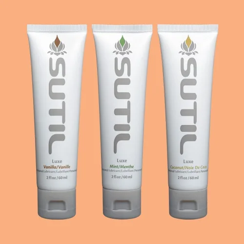 Miniatura 7 de SUTIL Lubricante personal a base de agua, sabor a coco, ligero, antiadherente, deslizamiento de larga duración con ácido hialurónico, sin glicerina