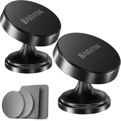 Paquete de 2 soportes magnéticos para teléfono para automóvil, soportes magnéticos [4 placas] para soportes de teléfono de automóvil para tu