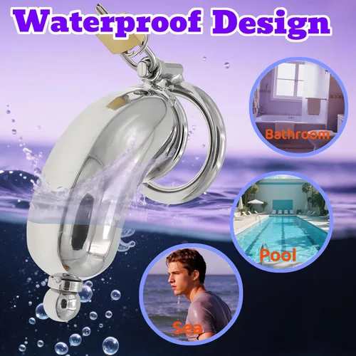 Miniatura 3 de Jaula de acero inoxidable para hombre con bloqueo de pene con cerradura de metal castidad con tubo uretral