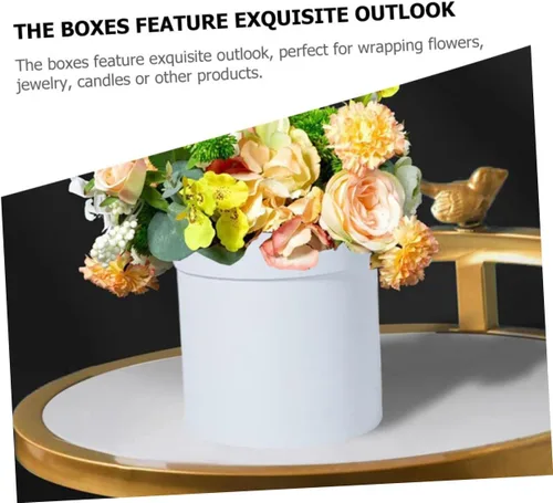 Miniatura 3 de Caja de ramo de 2 piezas, caja redonda de flores, cajas de flores para San Valentín, caja de embalaje de flores, caja de arreglos, caja de cartón