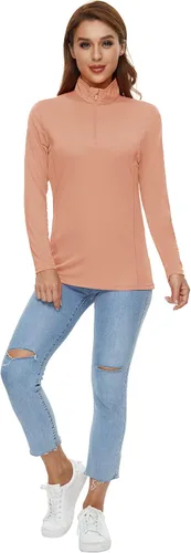 Miniatura 7 de CRYSULLY Camisas de manga larga para mujer, protección solar, cremallera de 14, de verano, de secado rápido