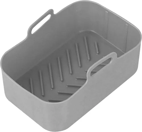 Miniatura 10 de Olla de silicona para freidora de aire Cesta rectangular reutilizable para freidora de aire, olla para hornear de alta temperatura, sartén