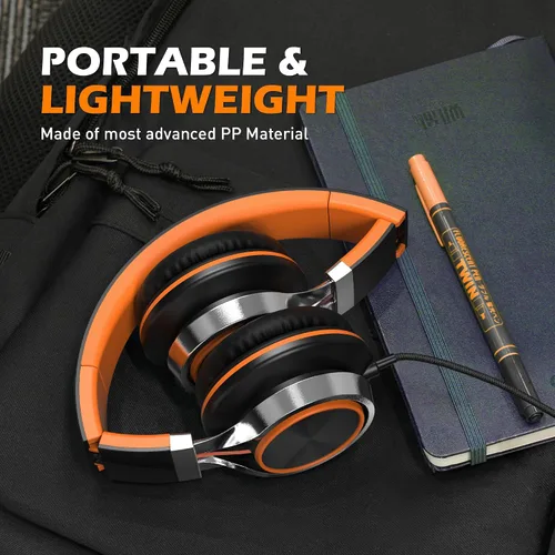 Miniatura 5 de Auriculares Ailihen C8, ligeros y plegables con micrófono para iPhone, iPad, iPod, teléfonos inteligentes Android, computadoras, laptop, Mac, Negro
