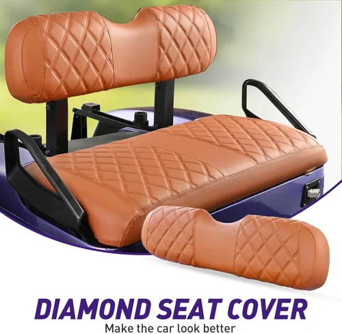 Miniatura 2 de NOKINS Juego de Fundas de Asiento de Diamante para Carrito de Golf, Compatible con EZGO TXT 1994-2013/EZGO RXV Almohada de Asiento Delantero