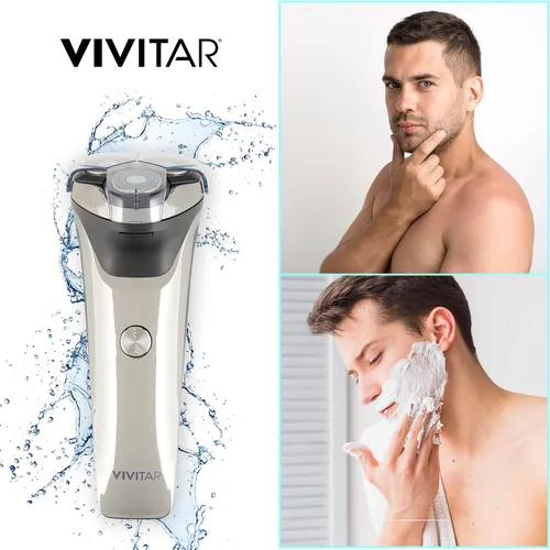 Miniatura 5 de VIVITAR Afeitadora giratoria metálica inalámbrica de 3 cabezales, afeitadora giratoria eléctrica inalámbrica para hombres con tres cabezales