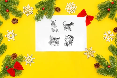 Miniatura 4 de Hying Sellos transparentes de gatos navideños para hacer tarjetas, álbumes de recortes, manualidades, decoraciones de invierno, sellos de fondo