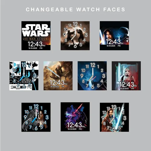Miniatura 6 de Accutime Star Wars - Reloj inteligente con pantalla táctil de aprendizaje educativo negro para niños, niñas, cámara selfie, alarma, calculadora