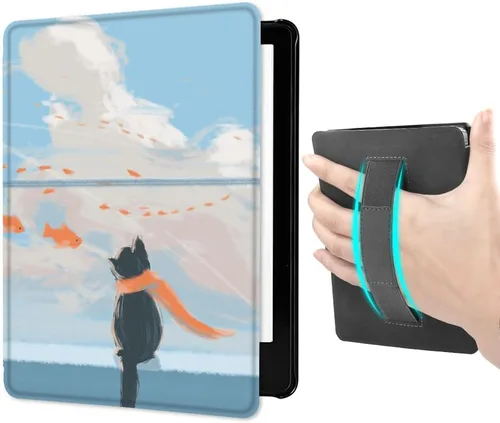 Miniatura 11 de Funda para Kindle Paperwhite (6.8", 11.ª generación, versión 2021) con correa de mano, funda inteligente rígida de PC con función de encendido