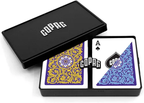 Miniatura 9 de Copag 1546 Neoteric Design - Juego de cartas 100 % de plástico, tamaño de póquer (estándar) violeta/amarillo/azul (índice jumbo, 1 juego)