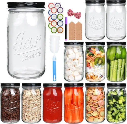Miniatura 11 de QAPPDA Frascos Mason, Tarros de Vidrio Con Tapas de 8 oz, Tarros de Conservas Para Encurtidos y Almacenamiento de Cocina, Tarros de Especias de Boca