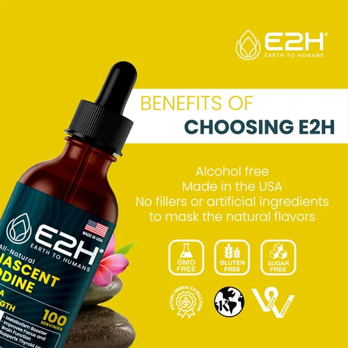 Miniatura 6 de E2H - Yodo líquido vegano - Soporte tiroideo y función cognitiva - Aumenta tu metabolismo y niveles de energía - Vegano - Sin OMG (2 botellas)