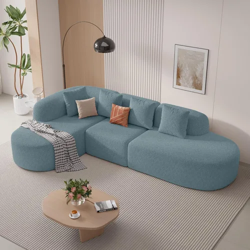 Miniatura 11 de Sofá modular modular de 114 pulgadas para sala de estar, moderno sofá modular con diván, sofá seccional en forma de L, no requiere montaje, beige