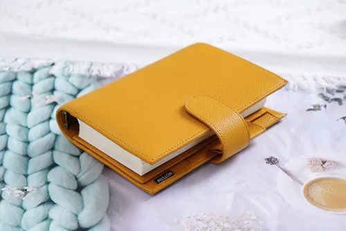 Miniatura 8 de Moterm Personal Luxe - Planificador de anillos – Organizador de carpeta de cuero genuino (Pebble-Mustard, anillo de 1.181 in)