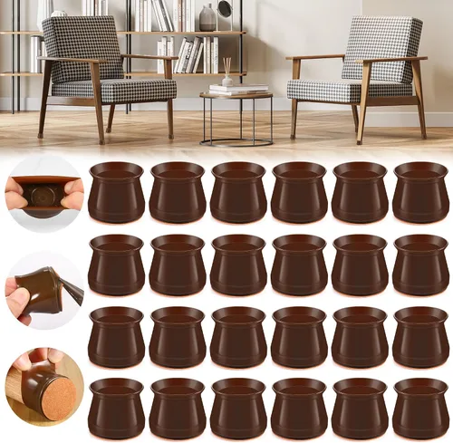 Miniatura 35 de 24 piezas de protectores de piso de silicona extra pequeños para patas de silla para pisos de madera dura, fundas engrosadas de goma para patas