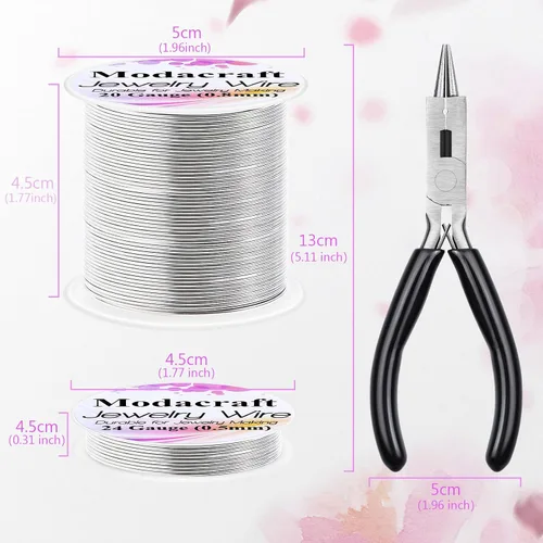 Miniatura 4 de Alambre de cobre de calibre 12 de alta calidad, alambre de metal flexible de 32.8 pies con alicates 4 en 1 para fabricación de joyas, diseño floral