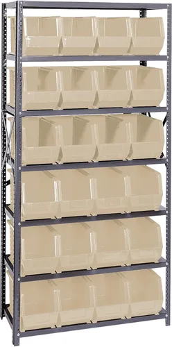Miniatura 49 de Quantum QSBU-245BK Heavy Duty Shelving Unit with (7) Shelves and (24) QUS245 Black Bins for Garage Warehouse Storage Distribution 400 lb Load