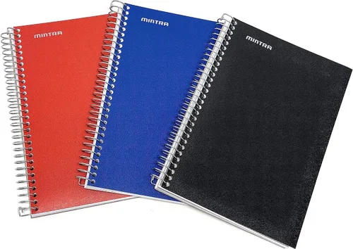 Miniatura 9 de Mintra Office Durable Spiral Notebook - 2 Subject (Junior Size 3pk (6.5in x 9.5in), Arctic Ice, Sun Yellow, Spring Pink)