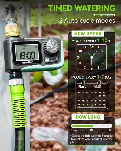 Miniatura 2 de Temporizador de aspersor RAINPOINT con pivote de latón, temporizador de agua programable para manguera de jardín con retardo por lluvia/riego