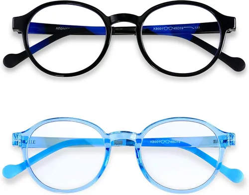 ANDWOOD Gafas de luz azul para niños, niñas, niños, computadora, juegos, anti rayos azules, gafas de sol polarizadas de 3 a 12 años