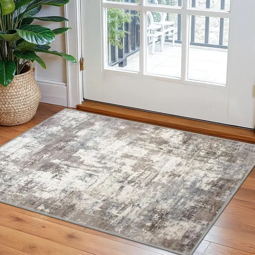 Miniatura 22 de KOZYFLY - Alfombra de pasillo moderna y lavable de diseño abstracto gris y negro, 2 x 6 pies, antideslizante, suave y de pelo corto, ideal