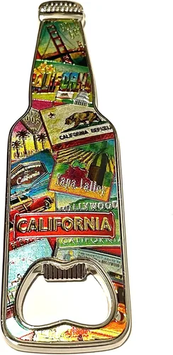 Miniatura 6 de SUREG - Imán de abrebotellas de recuerdo en forma de botella, varios estados y ciudades, coleccionable, diseño de collage retro, recuerdo Chicago