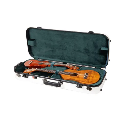 Miniatura 11 de Crossrock Estuche doble de fibra de vidrio con cerradura TSA para dos ukeleles de concierto/tenor-negro (CRF2020DTUBK)