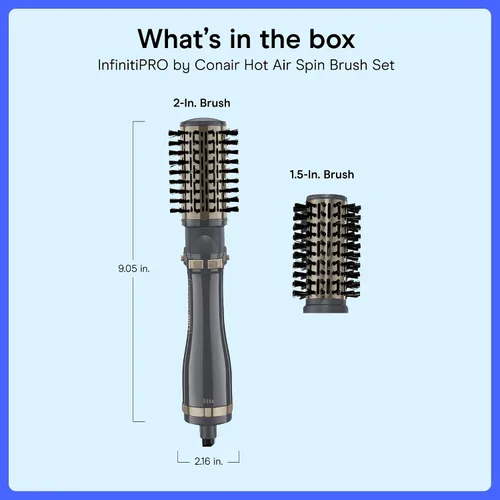 Miniatura 6 de Peine redondo rotador para el cabello Infiniti Pro Spin Air, con aire caliente, 2 pulgadas, color oscuro, de Conair, Estilizador rotativo, giro