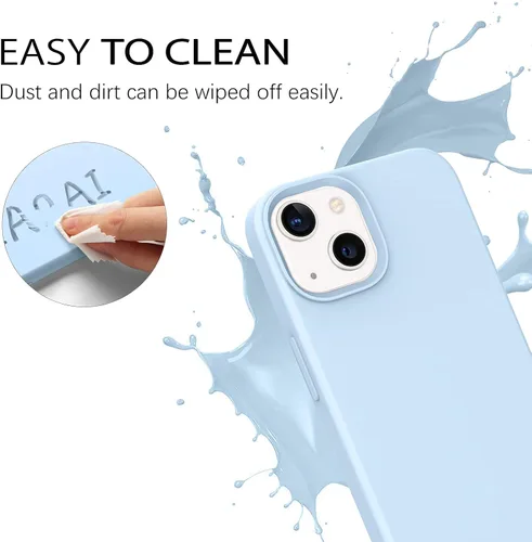 Miniatura 4 de Telaso Funda compatible con iPhone 13, silicona líquida de gel suave para iPhone 13, funda delgada con forro de microfibra a prueba de golpes, Azul