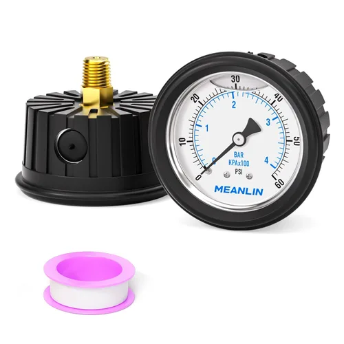 Miniatura 48 de MEANLIN MEASURE - Manómetro de vacío de presión -30inHG~0Psi, esfera con cara de 2.5 pulgadas, NPT de 1/4 de pulgada, manómetro de acero inoxidable