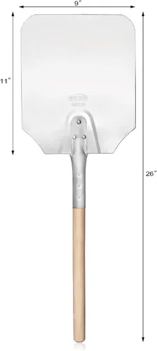 Miniatura 4 de New Star Foodservice 50219 - Pelador de pizza de aluminio, mango de madera, hoja de 9 x 11 pulgadas, 26 pulgadas en total