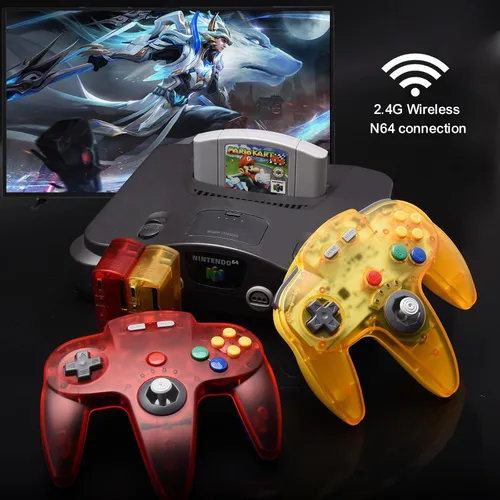 Miniatura 6 de KIWITATA Controlador inalámbrico para consola original N64, 2.4 GHZ recargable retro N64 sistema remoto joystick inalámbrico controlador gamepad