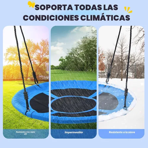 Miniatura 5 de Trekassy Columpio de árbol de platillo grande de 60 pulgadas para niños y adultos, 900D Oxford impermeable con 2 correas para colgar Azul