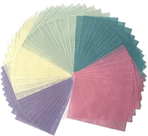 50 hojas A4 de fibra natural de morera, hojas de papel de morera, papel Washi, diseño de papel para manualidades, suministros de origami, Tono Pastel