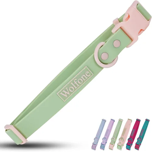 Miniatura 14 de Wolfone - Collar impermeable para perros con hebilla de liberación rápida, collar ajustable lindo para perros, cómodo, resistente, duradero, a Verde