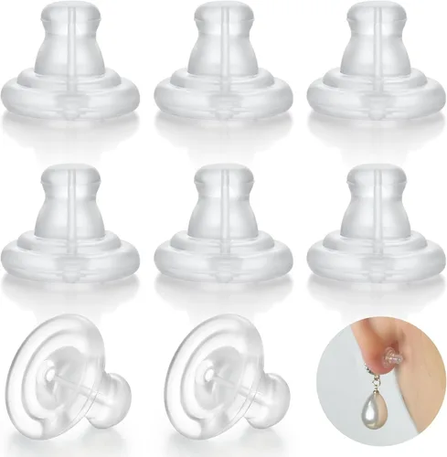 8 piezas de aretes de silicona, parte trasera segura de transparencia para aretes, soportes hipoalergénicos de repuesto para tachuelas/orejas
