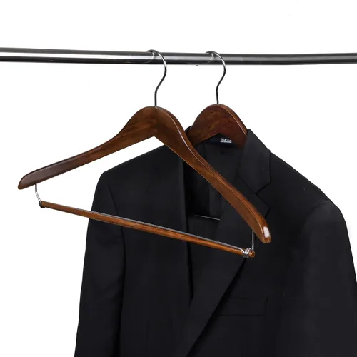 Miniatura 2 de Quality Hangers Perchas de madera hermosas y resistentes para abrigos, perchas curvas, ideales para viajeros, colgador resistente con barra