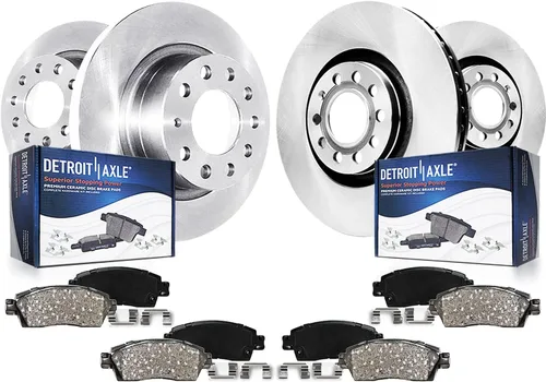 Detroit Axle - Kit de frenos para 15-20 VW Passat, 12.28" delantero y 10.70" trasero rotores de freno de disco pastillas de freno de cerámica