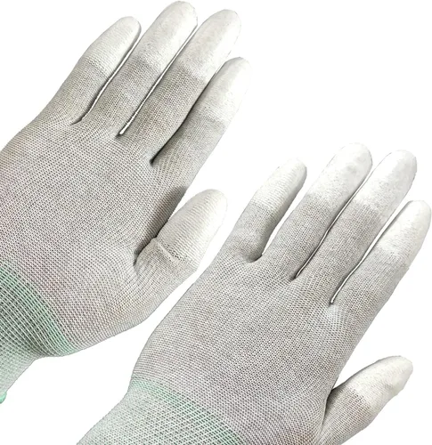 Guantes de trabajo, guantes ESD, guante de fibra de carbono de alta resistencia, guante antiestático, punta de dedo antideslizante, mediano, 10 pares