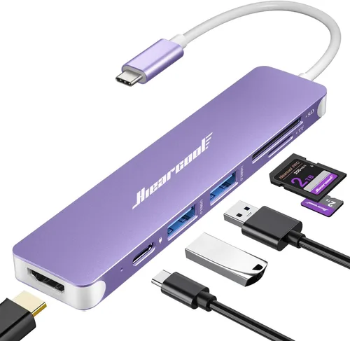 Miniatura 7 de Hiearcool Hub USB C para MacBook Air/Pro, adaptador USBC 7 en 1 multipuerto con adaptador HDMI 4K, estación de acoplamiento USB-C para portátiles
