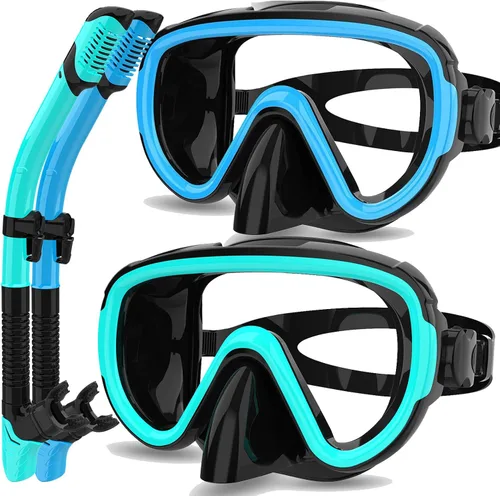Miniatura 13 de Juego de 2 máscaras de esnórquel seco para adultos, máscara de buceo, gafas de natación, máscara de buceo, cubierta de nariz, buceo gratis