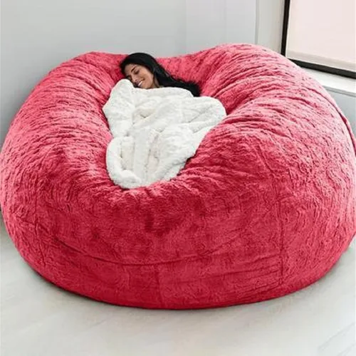 Miniatura 22 de Funda para silla tipo puf de piel gigante para niños y adultos, (sin relleno), muebles de sala de estar, grande, redondo, suave, esponjoso, de piel
