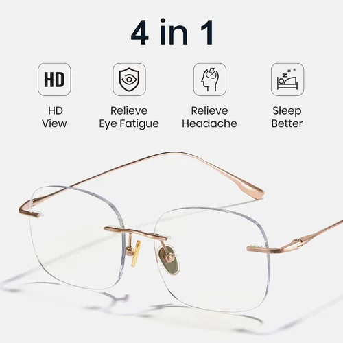 Miniatura 6 de Cyxus Rimless Pure Titanium Blue Light Blocking Glasses, Ultra Lightweight Frameless Computer Eyewear, Anti Screen Glare