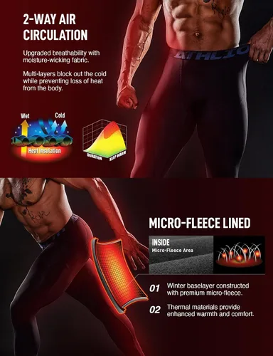 Miniatura 7 de ATHLIO Men's Thermal Compression Pants, Athletic Running Tights & Sports Leggings, Wintergear Base Layer Bottoms