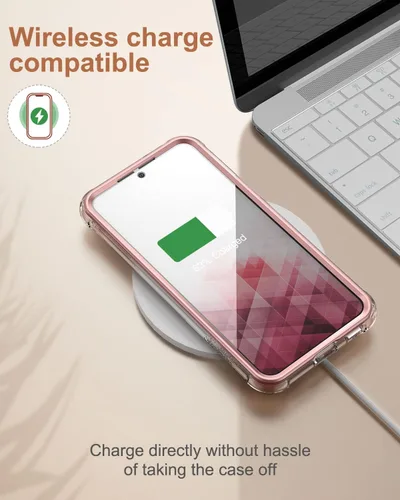 Miniatura 7 de SURITCH Funda transparente para Samsung Galaxy S22+ Plus de 6.6 pulgadas (solo protector de pantalla), [protector de pantalla integrado] carcasa oro