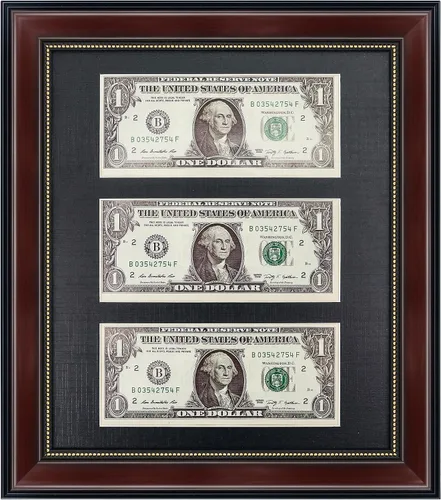 Miniatura 10 de GMFrames Marco de billetes de dólar de caoba con vidrio real de estera negra