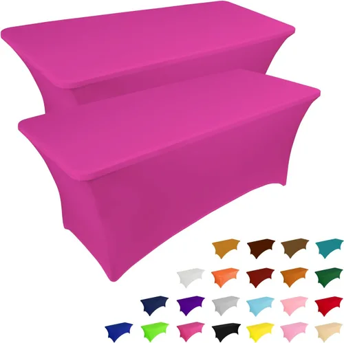 Miniatura 19 de IVAPUPU Paquete de 2 Manteles de Mesa de 6 Pies para Mesa Rectangular Ajustados para Eventos Elásticos Azul Niebla Cubiertas de Mesa Lavables Azul