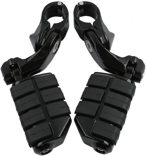 Miniatura 9 de TCT-MOTORPARTS Estriberas negras de 1/4 de pulgada y 1.25 pulgadas, estriberas ajustables para motocicleta en ángulo largo para Harley Touring Road