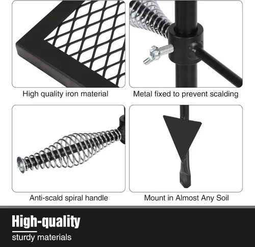 Miniatura 3 de REDCAMP Parrilla plegable giratoria para fogata, parrilla portátil para fogata sobre foso, rejilla de acero resistente y estante para fogata